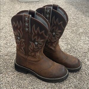 Ariat Brown Heeled Boots with Star Accents